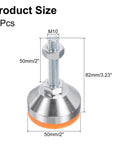 Stable, vibration-damping adjustable leveling feet with anti-slip design for workbenches, machines, and cabinets; 50mm base