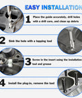 Installation steps for M11X1.5 Head Bolt Thread Repair Kit 35119S featuring drill, tapping, insert screwing, and tool removal.