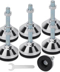 Heavy Duty Leveling Feet M12 Thread Adjustable Leg Levelers With 2.36 Inch Base Diameter Anti Skid Rubber Feet For Workbench Machine And Cabinet Durable Carbon Steel Construction Includes Wrench