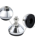 Close-up of Beefy Heavy Duty M12 Thread Self Leveling Feet, carbon steel base with rubber cushion, 2 inch adjustable leg levelers