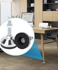 Heavy Duty Leveling Feet M12 Thread Adjustable Leg Levelers With 2.36 Inch Base Diameter Anti Skid Rubber Feet For Workbench Machine And Cabinet Durable Carbon Steel Construction Includes Wrench in an office setting
