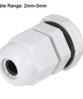 M12x1.5 Cable Gland Set Waterproof Nylon Joint with Locknut and Washer, fits 2mm to 5mm wires, white, durable sealing gland
