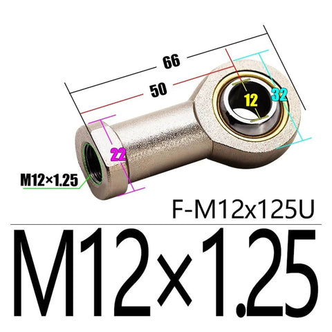 Built Tough Ball Bearing Rod End Joint With Internal Thread Metric Female Cylinder Fisheye Connector M12x1.25, CNC Use