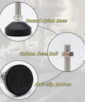 Heavy duty M12x50mm leveling feet deliver 2.83 inch height and 880 lb capacity, shown with nylon base and carbon steel bolt.