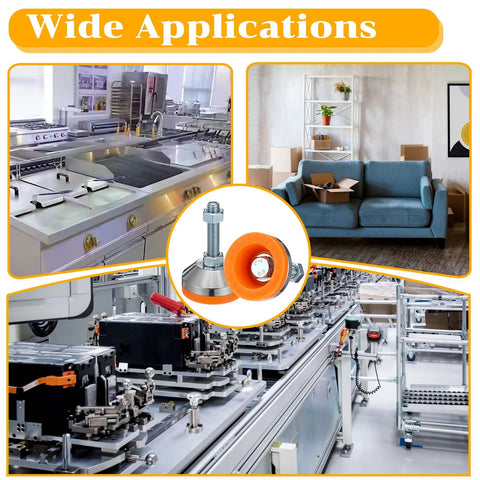 Applications for Tough As Nails M12 Thread Leveling Feet With 2.28 In Diameter Base in kitchens, living rooms, and factories.