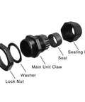 Waterproof M12 Nylon Cable Gland Locknuts IP68 Sealed For 3mm To 6.5mm Wires Adjustable Threaded Locknut Connector parts diagram
