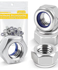 M12 Nylon Insert Hex Lock Nuts Set Of 10 DIN 985 Stainless Steel A2 Self Locking Nuts For Industrial Construction Fasteners Outdoor Ready Heavy Duty 1.75mm Pitch