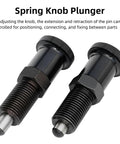 2 Pack Push Fit Ball Nose Spring Plungers With M12x1.5 Threads, Steel Retractable Return Knob Plungers, close-up view