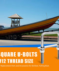 Heavy Duty Square U Bolts M12 Thread Size 304 Stainless Steel with boat and trailer background