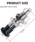 Dimensions of Two Pack Push Fit Ball Nose Spring Plungers Stainless Steel Retractable Indexing Pins with M12 By 1.5 Threads