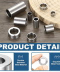 Six Pack M12 Metal Spacers Stainless Steel Unthreaded Round Standoff One Half Inch Inner Diameter Seven Eighths Inch Outer Diameter
