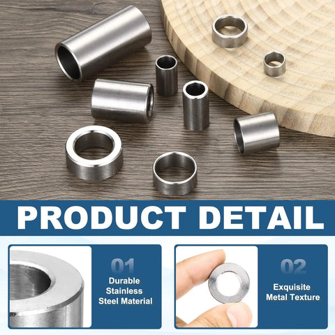 Six Pack M12 Metal Spacers Stainless Steel Unthreaded Round Standoff One Half Inch Inner Diameter Seven Eighths Inch Outer Diameter