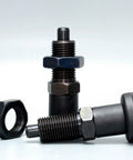 M12 Retractable Spring Knob Plunger Ball Pin, Spring Loaded Indexing Pin, Stainless Steel, Front and Side View with Nut