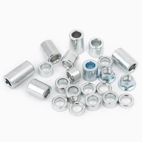 22 Pieces M12 Industrial Steel Spacer Sleeve Bushings Kit For 12mm Axle With 12 Lengths and M12 Lock Nut, 316 Stainless Steel