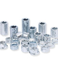 22 Pieces M12 Industrial Steel Spacer Sleeve Bushings Kit For 12mm Axle With 12 Lengths 5mm to 38mm and M12 Lock Nut