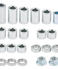 22 Pieces M12 Industrial Steel Spacer Sleeve Bushings Kit For 12mm Axle With M12 Lock Nut 316 Stainless Steel Rust Resistant