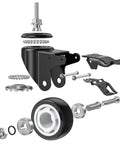 Exploded view of 3 Inch Stem Casters With M12 Thread, 12mm Diameter By 30mm Length, Heavy Duty Locking Swivel Caster Wheels.