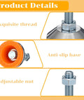 Product details highlighting Tough As Nails M12 Thread Leveling Feet with anti-slip base, exquisite thread, and adjustable nut.
