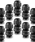 Long Thread Waterproof M12L Cable Gland With Nylon Strain Relief Pass Through Wire Connector For Deep Panels IP68 RoHS REACH