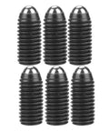 Six carbon steel M12x1.75 socket ball spring plungers from the Ten Piece M12X1.75 Socket Ball Spring Plungers Set With Hex Set Screws.