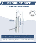 Diagram of Two Pack Retractable Indexing Plunger Pin M12x1.75 Heavy Duty Carbon Steel Spring Loaded Locking Pin with dimensions