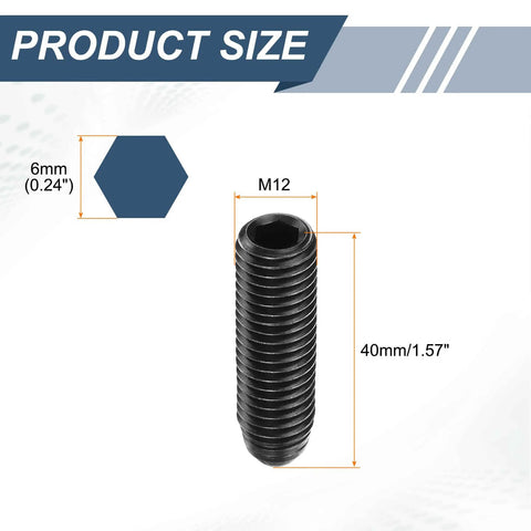 10 Pcs M12 X 40mm Screw Thread Ball Plunger High Carbon Steel Hex Socket Spring Plunger, 6mm Ball Diameter