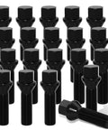 M14x1.5 Extended Lug Bolts – 40mm Shank Length, Conical Seat – Compatible with X3 E83 X5 E53 7 Series E6x Mercedes-Benz, Black