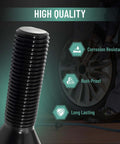 M14x1.5 Extended Lug Bolts – 40mm Shank Length, Conical Seat, corrosion-resistant black bolt close-up with durability features