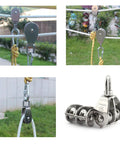 M15 Double Pulley Block Stainless Steel Heavy Duty Hardware Double Wheel Swivel Rigging Lifting Wheel Fixed Pulley for Wire Rope Loading 35kg