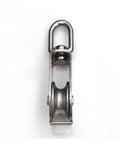 M15 stainless steel double-sheave pulley block with swivel top for rope & cord systems, corrosion-resistant 304 stainless steel