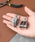 2 Pack M15 Double Sheave Pulley Block, 304 Stainless Steel Lifting Crane Swivel Hook Wire Rope Hanging Wire Towing Wheel
