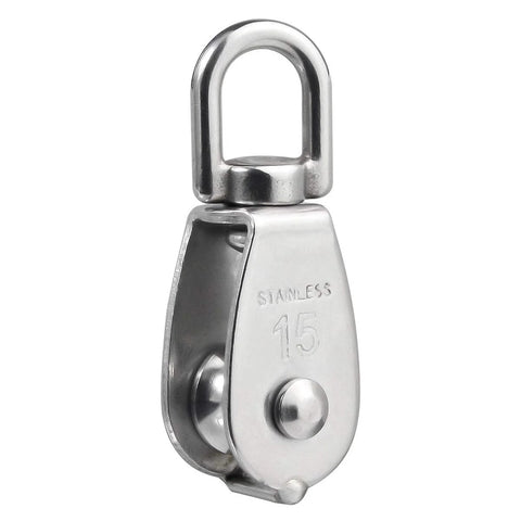 M15 Single Pulley Snatch Block With Swivel Hook For Lifting And Crane Hoisting, 304 Stainless Steel Corrosion Resistant