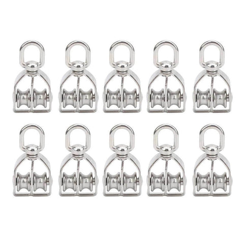 10Pcs M15 Pulley Block 304 Stainless Steel Heavy Duty Traction Wheel Single/Double Wheel Lifting Rope Block Wholesale(Single)