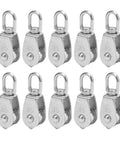 10Pcs M15 Pulley Block 304 Stainless Steel Heavy Duty Traction Wheel Single/Double Wheel Lifting Rope Block(Single) front view
