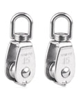10Pcs 304 Stainless Steel M15 Pulley Steel Wire Pulley Swivel Hook Single Wheel Swivel Lifting Rope Pulley Block for Wire Rope
