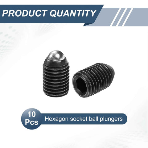10 Pieces M16 By 20mm Screw Thread Ball Plunger With Hex Socket High Carbon Steel Spring Plungers For Lubrication And Pneumatic Tools