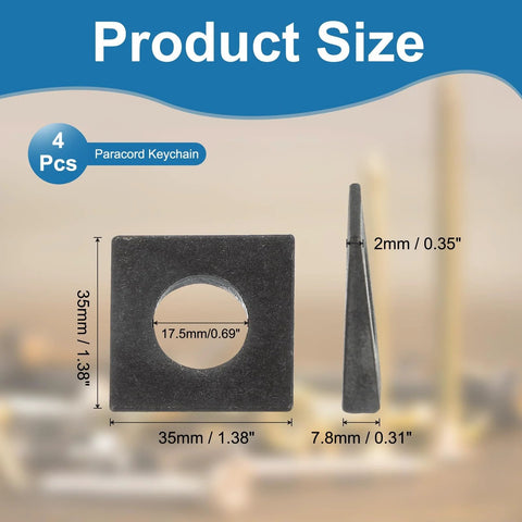 Dimensions of M16 Beveled Square Washers 4 Pcs Carbon Steel Black Thickness 2 To 7.8mm with measurements displayed