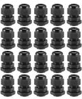 Beefy Heavy Duty M16x1.5 Cable Gland For 4mm To 8mm Wire Holes Waterproof Nylon Joint With Adjustable Locknut And Washer Black 20 Pack