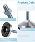 Heavy Duty M16 Thread Adjustable Leveling Feet With 3.14 Inch Anti Vibration Rubber Base for Workbenches Machines and Cabinets