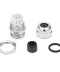 Components of Heavy Duty Metal Waterproof Cable Gland M16 for 4-8mm Wires, including adjustable clamp joint and rubber seal.