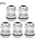 Heavy Duty Metal Waterproof Cable Gland M16 for 4-8mm Wires, Pack of 5, adjustable clamp joint with rubber seal, front view