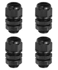 M16 Waterproof Cable Gland Kit 4 Pack 6-10mm Wire Hole Sealing Glands For Cable Fixing Wiring Repair And Gland Replacement In Electrical Enclosures Nylon Black Heavy Duty Easy Fit, showing four black nylon glands.
