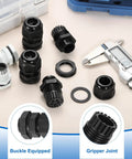 M16 Waterproof Cable Gland Kit 4 Pack 6-10mm Wire Hole Sealing Glands for Cable Fixing, black and white nylon, with caliper.