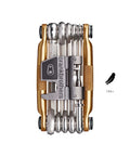 M17 Gold Bicycle Multi Tool With Hex Wrenches 2 2.5 3 4 5 6 8 Open Wrenches 8 And 10mm Spoke Wrenches front view
