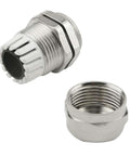 5 Pack Stainless Steel Cable Gland Fixing Heads for 5mm to 10mm Cables, M18 Fittings, shown disassembled