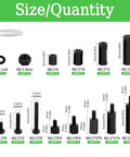 365 Pieces M2.5 Black Nylon Hex Spacer Standoff Set With Male And Female Spacers Nuts And Screws Size Chart