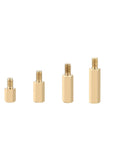 Four different sizes of hex column spacers from the 300Pcs M2 Brass Standoff Kit With Hex Column Spacers And Screws Motherboard Standoffs Nut Assortment In Box For PC Builds Laptop Repairs And DIY Electronics.