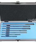 Pro Grade M2 HSS Chucking Reamer Set For Precise Reaming In Lathes And Drills One Eighth To One Half Inch By Sixteenths Right Hand Cut Seven Piece Set Accusize Industrial Tools 5528 SH00 in case