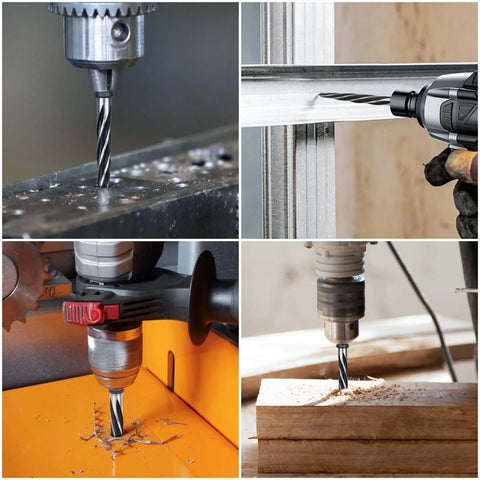 Five Piece M2 HSS Taper Chucking Reamer Set Pro Grade For Metalworking By Makerfire shown in various drilling applications