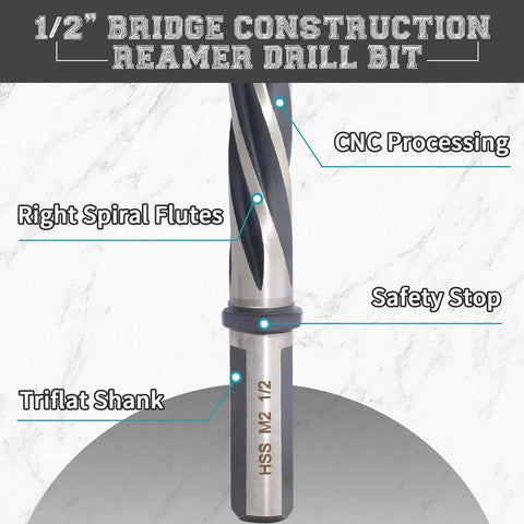 Durable M2 HSS One Half Inch Taper Chucking Reamer With Non Slip Shank For Steel Alloys Metal Wood And Plastic, close-up view